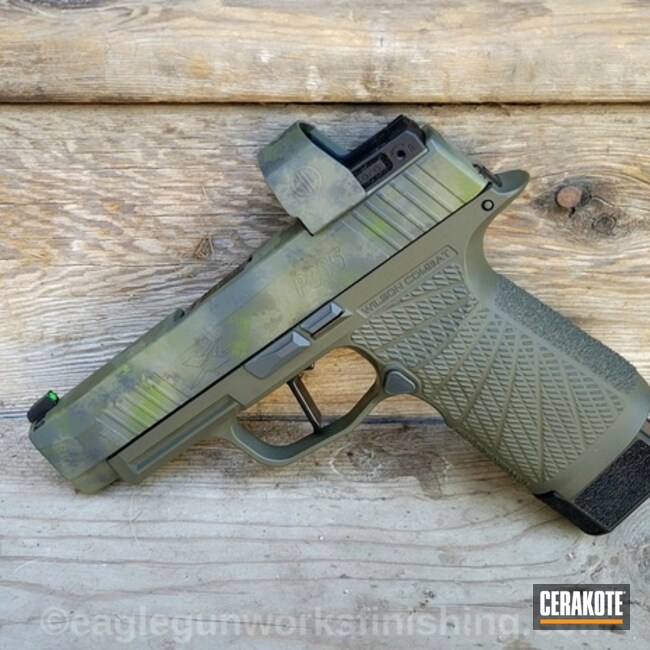 Custom Camo Sig Sauer P365 Cerakoted Using Noveske Bazooka Green, Sniper Green Nd Hazel Green