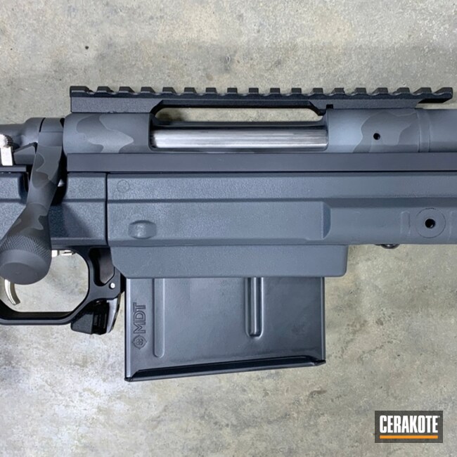 Remington 700 Cerakoted Using Hidden White, Sniper Grey And Graphite Black