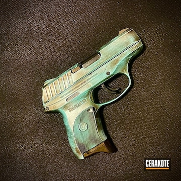 Distressed Ruger Lcp Cerakoted Using Hidden White, Midnight Bronze And Robin's Egg Blue