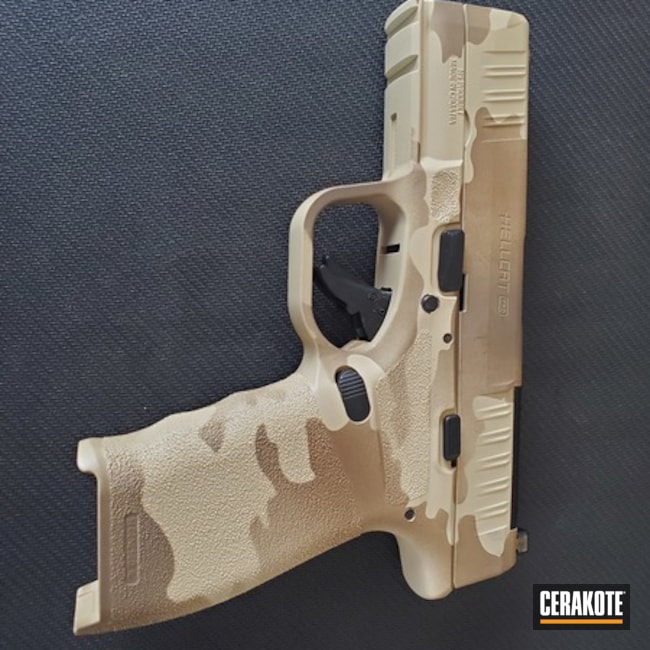 Custom Camo Pistol Cerakoted Using Light Sand, O.d. Green And Magpul® Flat Dark Earth