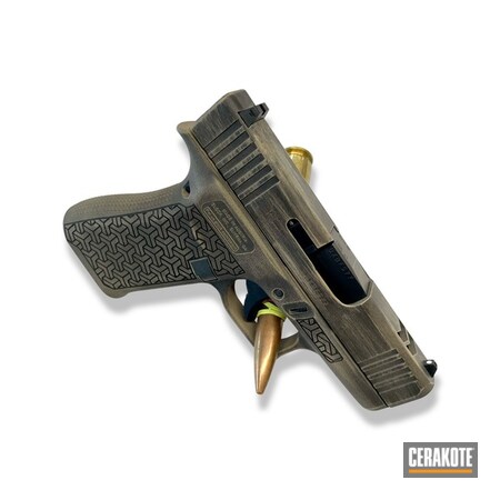 Powder Coating: 9mm,Graphite Black H-146,Glock,S.H.O.T,DESERT SAND H-199,Glock 43X,Battleworn,43x,Distressed Glock,laserstippled