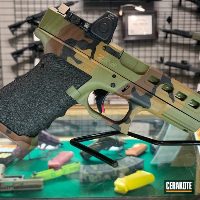 Custom Camo Glock Cerakoted Using Noveske Tiger Eye Brown, Noveske Bazooka Green And Multicam® Dark Brown