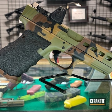 Custom Camo Glock Cerakoted Using Noveske Tiger Eye Brown, Noveske Bazooka Green And Multicam® Dark Brown