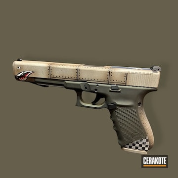Bomber Theme Glock 40 Cerakoted Using Plum Brown, Armor Black And Shimmer Aluminum