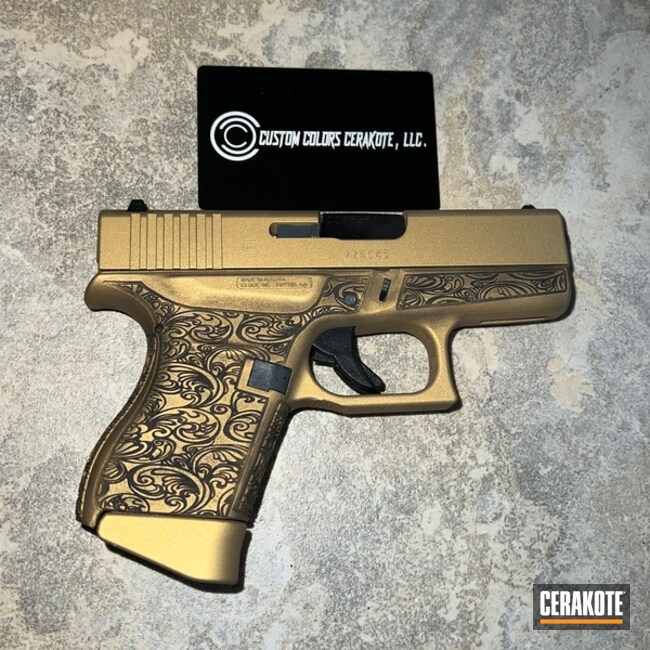 Glock 43 Cerakoted Using Graphite Black, Gold And Vortex® Bronze