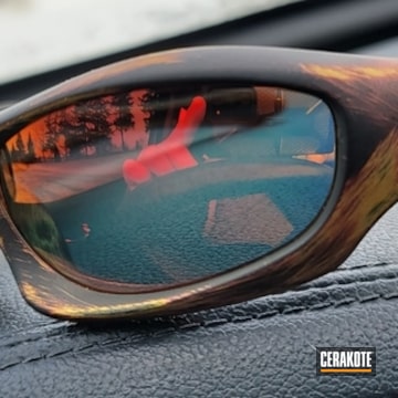 Custom Oakley Sunglasses Cerakoted Using Hunter Orange, Sunflower And Matte Ceramic Clear