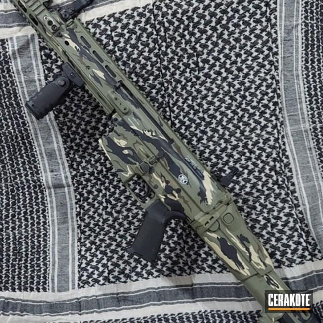 Custom Camo Scar, Cerakoted Using Armor Black, Forest Green And Patriot Brown