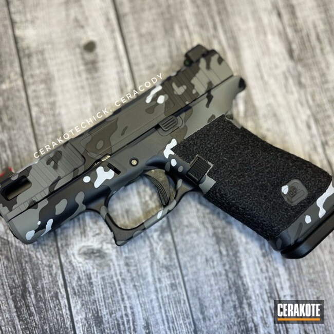 Custom Glock With Gray Camo, Cerakoted Using Sniper Grey And Graphite Black