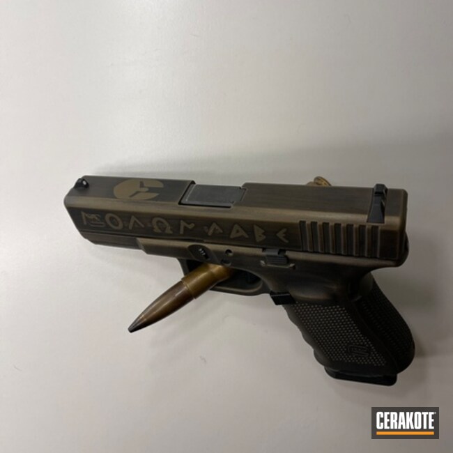 Distressed Glock 19 Cerakoted Using Graphite Black And Burnt Bronze