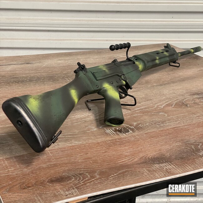 Cerakoted: S.H.O.T,Rhodesian Camo,Graphite Black H-146,Zombie Green H-168,FAL,Springfield Armory,Forest Green H-248