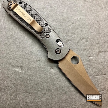 Knife Cerakoted Using Midnight Bronze And Cobalt
