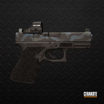 Custom Camo Glock 19 Cerakoted Using Armor Black