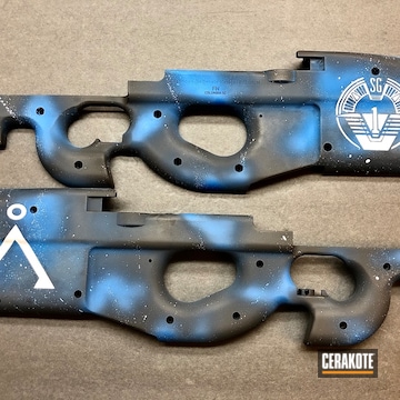 Fn Ps90 Cerakoted Using Satin Aluminum, Snow White And Nra Blue