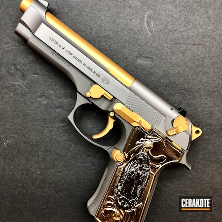 Powder Coating: 9mm,S.H.O.T,Pistol,Beretta,Gold H-122,92FS