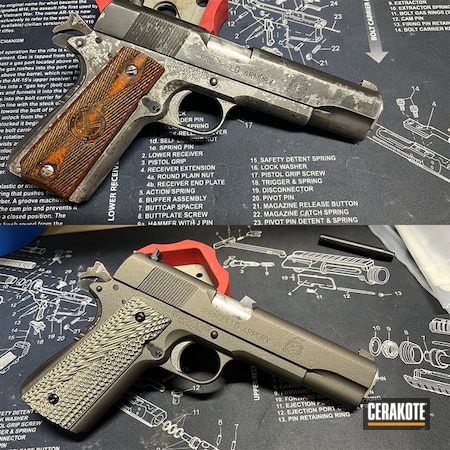 Powder Coating: Graphite Black H-146,1911,S.H.O.T,Pistol,Springfield Armory,Cobalt H-112,Before and After,Restoration,45 ACP