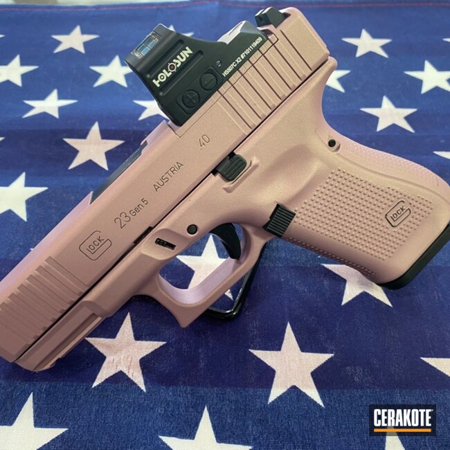 Glock 23 Cerakoted Using Armor Black And Pink Champagne