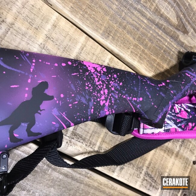 Paint Splatter Savage Rifle Cerakoted Using Prison Pink And Bright Purple