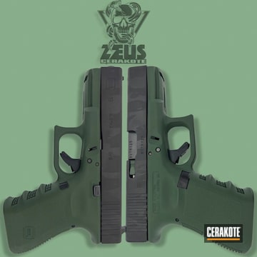 Tiger Stripe Glock 19 Cerakoted Using Armor Black, Jesse James Eastern Front Green And Gloss Black