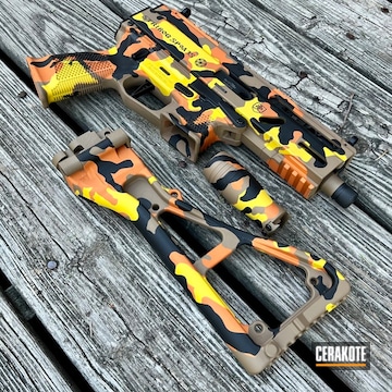 Custom Camo Ar Pistol Cerakoted Using Barrett® Brown, Electric Yellow And Graphite Black