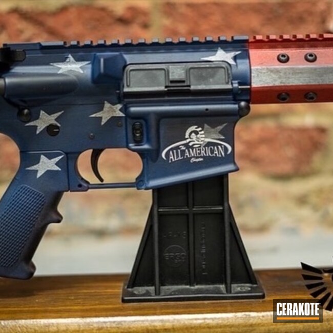 Distressed American Flag Ar Cerakoted Using Armor Black, Stormtrooper White And Habanero Red