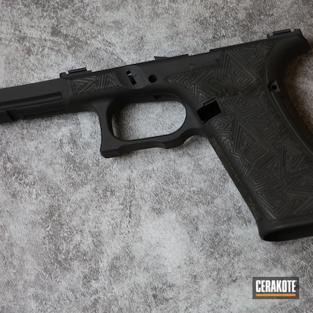 Powder Coating: 9mm,Graphite Black H-146,Glock,Frame,S.H.O.T,Pistol Frame,G17,Glock 17,Laser Stippled
