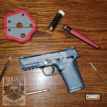 Smith & Wesson M&p Shield Coated With Cerakote In Blue Titanium