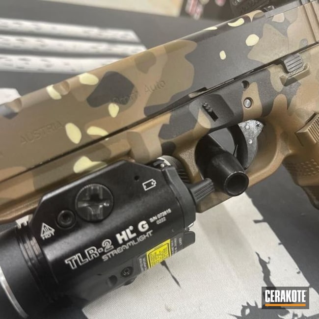 Custom Camo Glock 40 Cerakoted Using Troy® Coyote Tan, Springfield® Fde And Mud Brown