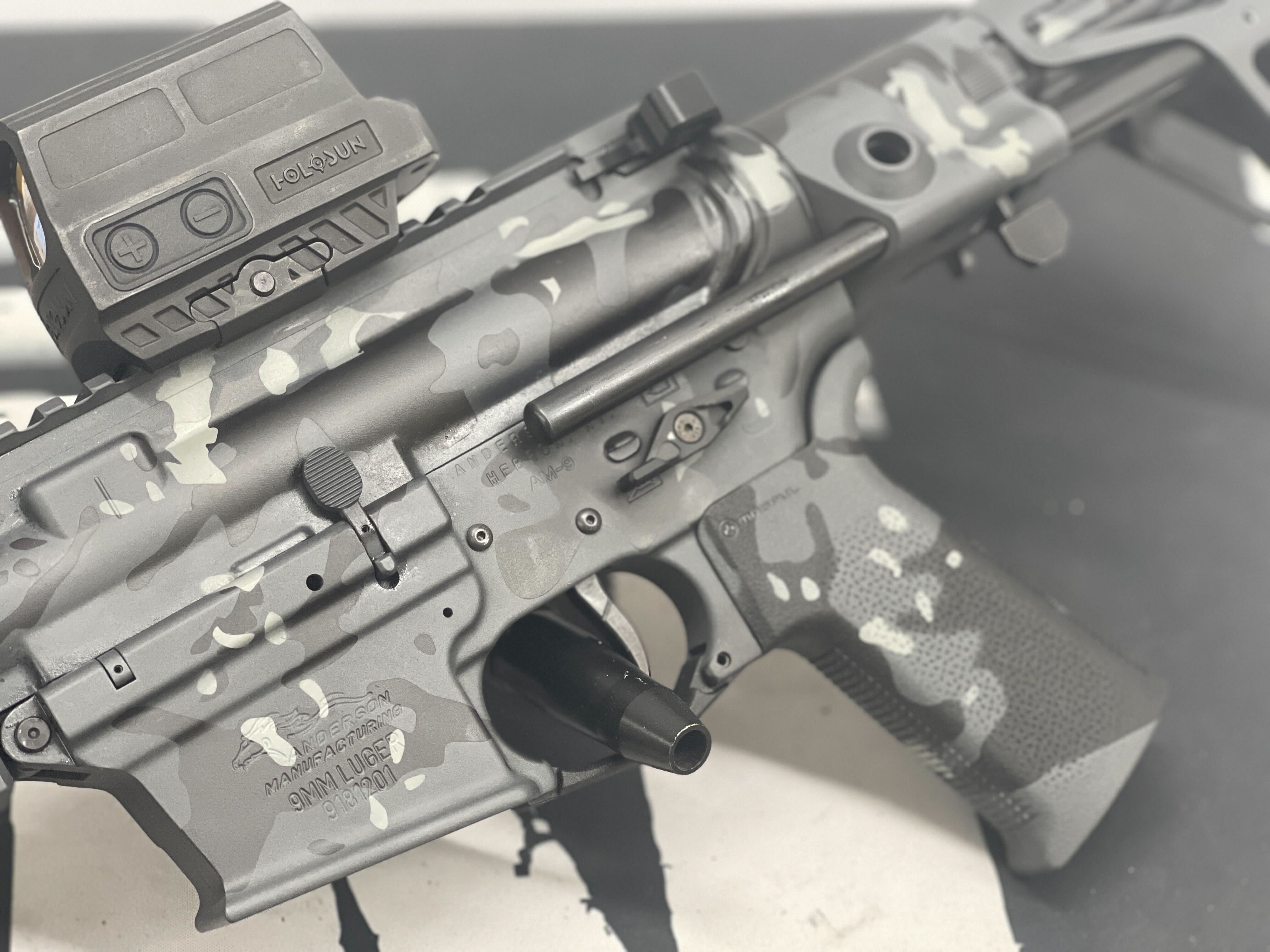 A R Custom Camo AR Rifle Cerakoted using Sniper Grey, Graphite Black and ...