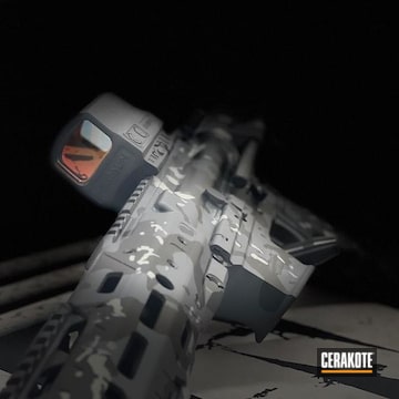 Custom Camo Ar Rifle Cerakoted Using Sniper Grey, Graphite Black And Bull Shark Grey