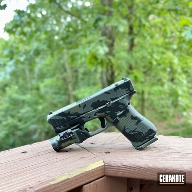 Glock 43x Cerakoted Using Sniper Green, Sig™ Dark Grey And Graphite Black