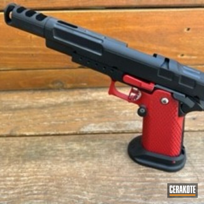Cerakoted: S.H.O.T,Fast Gun,.355,Custom Pistol,Competition,Red,9mm,MICRO SLICK DRY FILM LUBRICANT COATING (Oven Cure) P-109,FIREHOUSE RED H-216,9mm Luger,Competition Gun,Fastgun,Custom Build