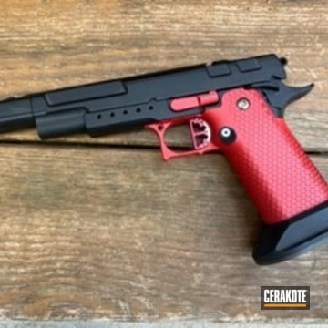 Competition Pistol Cerakoted Using Micro Slick Dry Film Lubricant Coating (oven Cure) And Firehouse Red