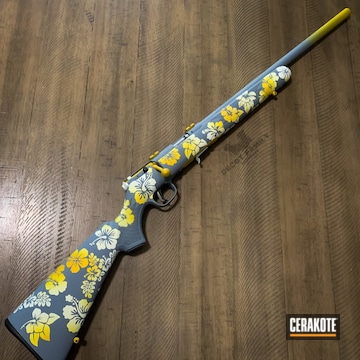 Cerakoted Snow White And Sunflower Bolt Action Rifle 