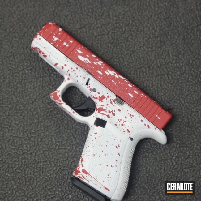 Cerakoted Snow White And Usmc Red Paint Splatter Glock 19