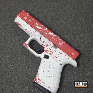 Cerakoted Snow White And Usmc Red Paint Splatter Glock 19