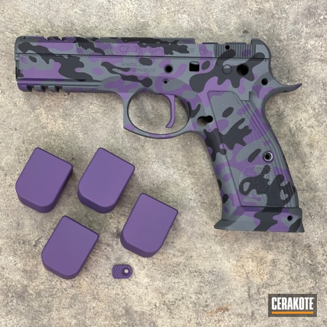 Graphite Black And Platinum Grey Custom Purple Camo Pistol
