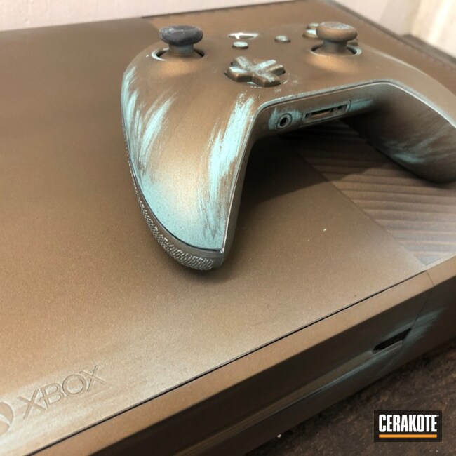 Robin's Egg Blue And Burnt Bronze Copper Patina Xbox System And Controller