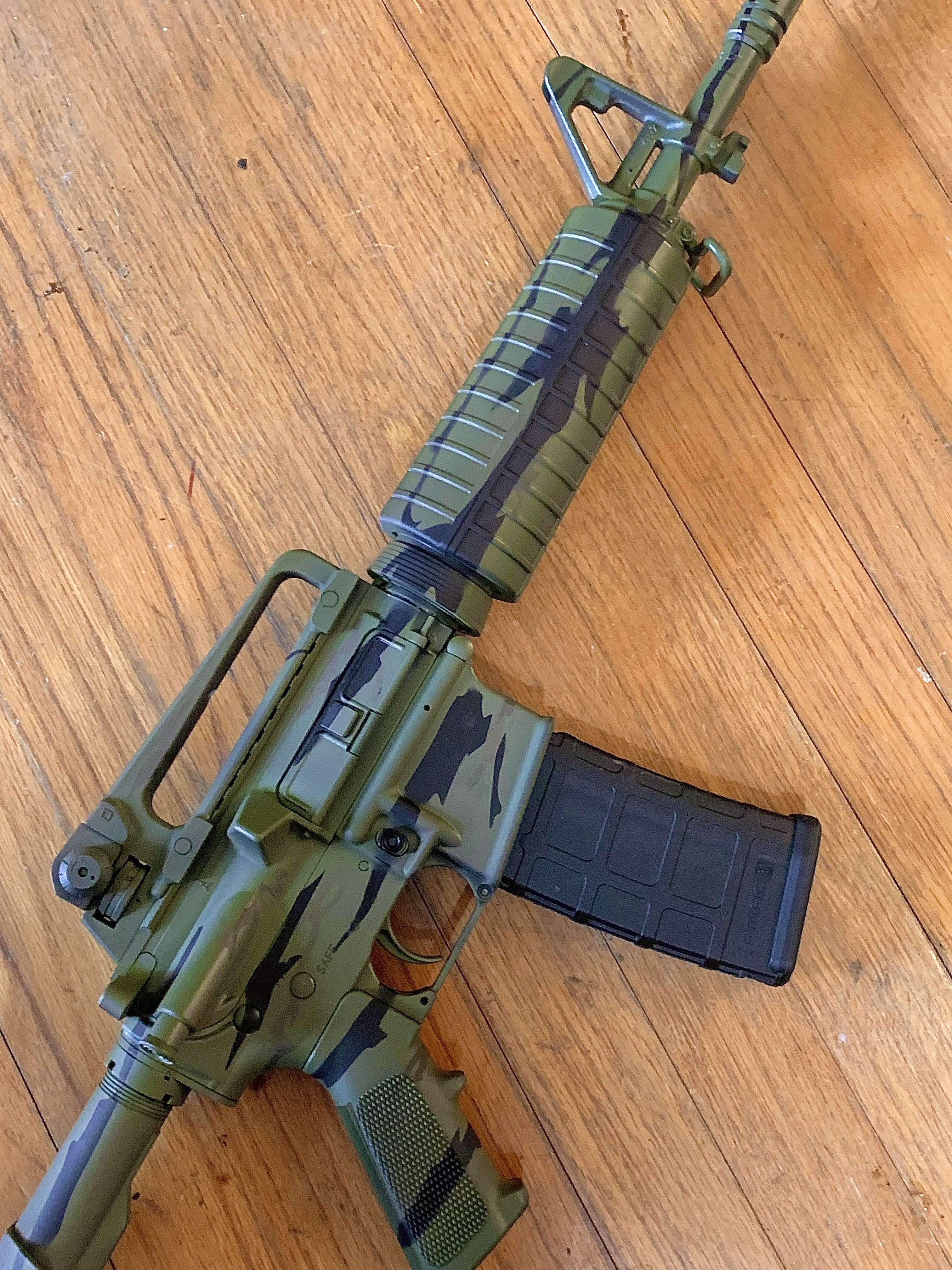 Custom Vietnam Tiger Stripe Ar in a Armor Black and Camo® Dark Green ...