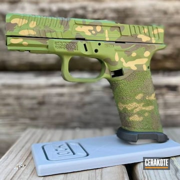Cerakoted Tropic Camo Glock 19 In H-343, H-298, H-264, H-344 And H-341