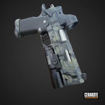 Cerakoted Hazel Green, Armor Black And Multicam® Dark Green Custom Camo Pistol
