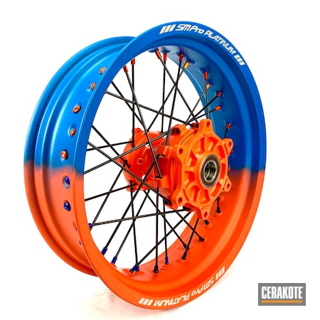 Powder Coating: Hunter Orange H-128,Supermoto,Wheels,Automotive,Custom Wheel,Sky Blue H-169