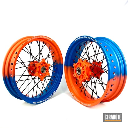 Powder Coating: Hunter Orange H-128,Supermoto,Wheels,Automotive,Custom Wheel,Sky Blue H-169