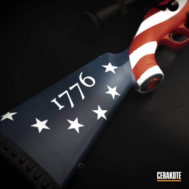 Cerakoted American Flag Theme Rifle In H-127, H-306 And H-297