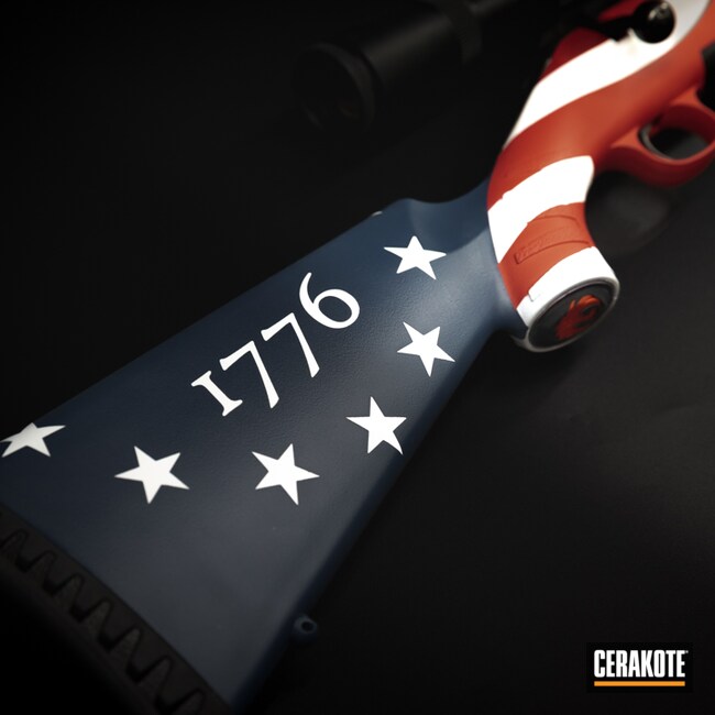 Cerakoted: S.H.O.T,Rifle,Flag,S.H.,RUBY RED H-306,USA,Stormtrooper White H-297,American Flag Theme,KEL-TEC® NAVY BLUE H-127,American Flag
