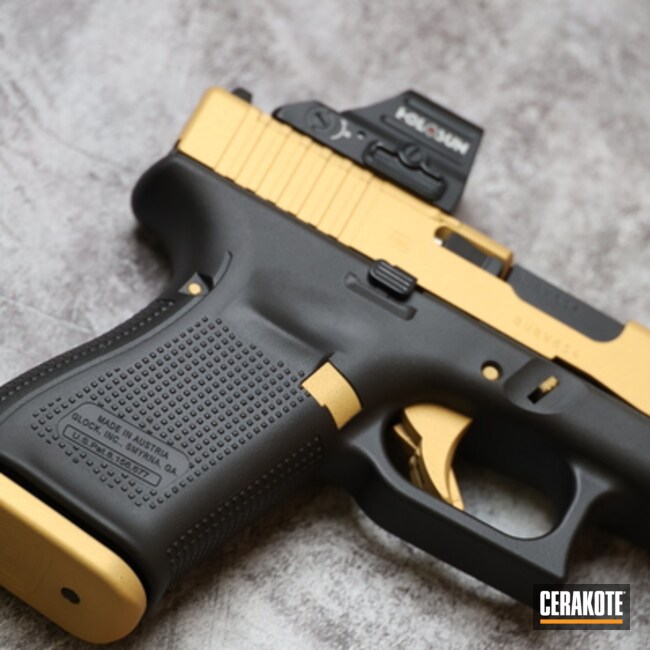 Cerakoted Graphite Black And Gold Two Tone Glock 19