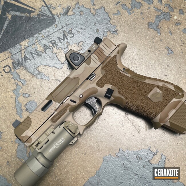 Cerakoted Barrett® Brown, Benelli® Sand, Glock® Fde And Desert Sand Desert Camo Glock