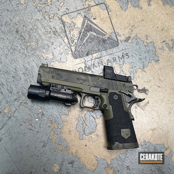 Cerakoted Sig™ Dark Grey, Graphite Black And Sniper Green Multicam Black Pistol