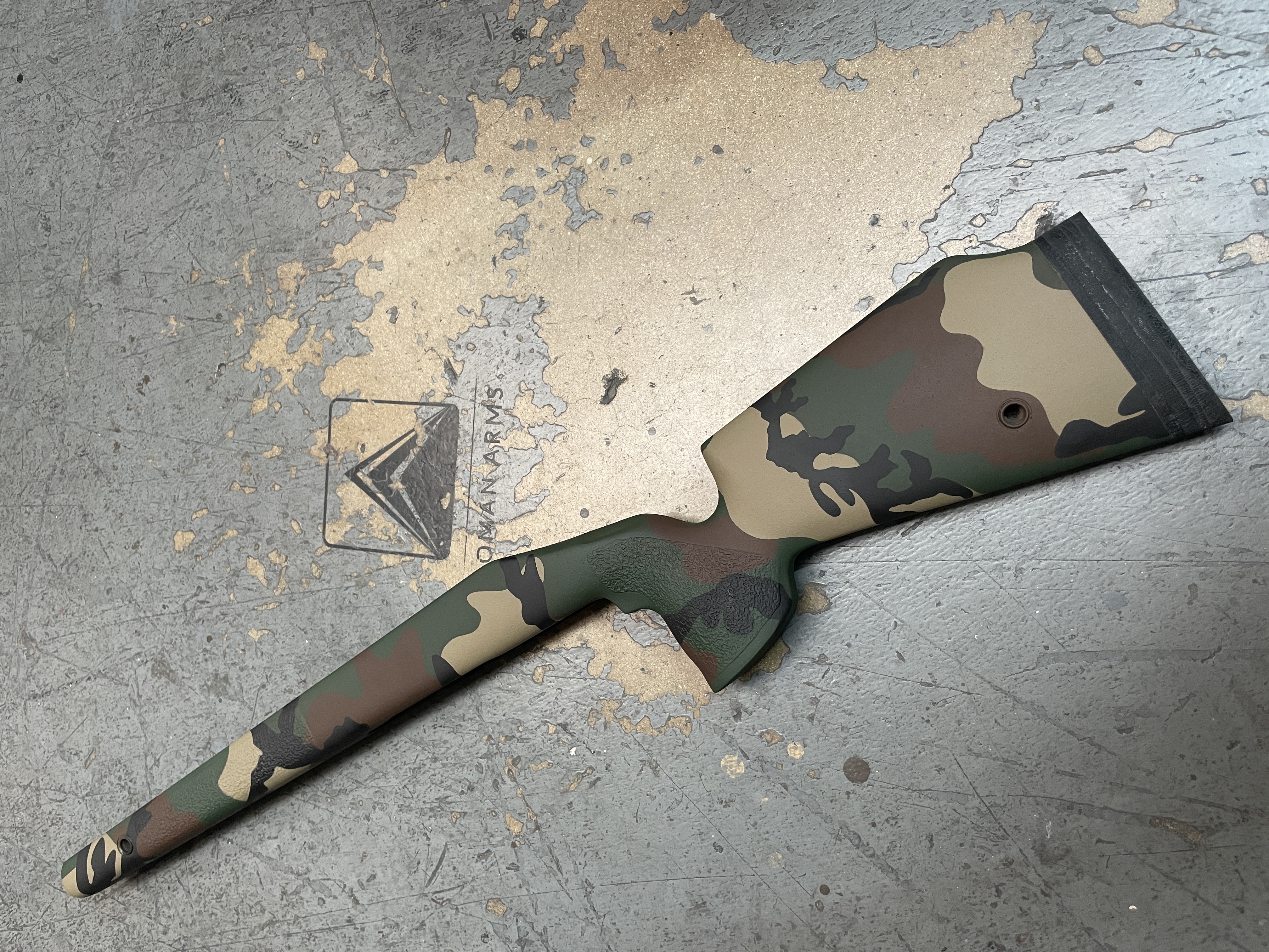 Cerakoted Woodland Camo Rifle Stock | Cerakote