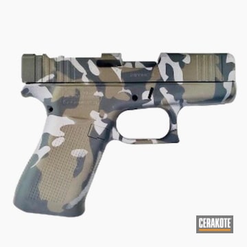 Cerakoted Gun Metal Grey, Noveske Bazooka Green And Shimmer Aluminum Camo Glock 43x