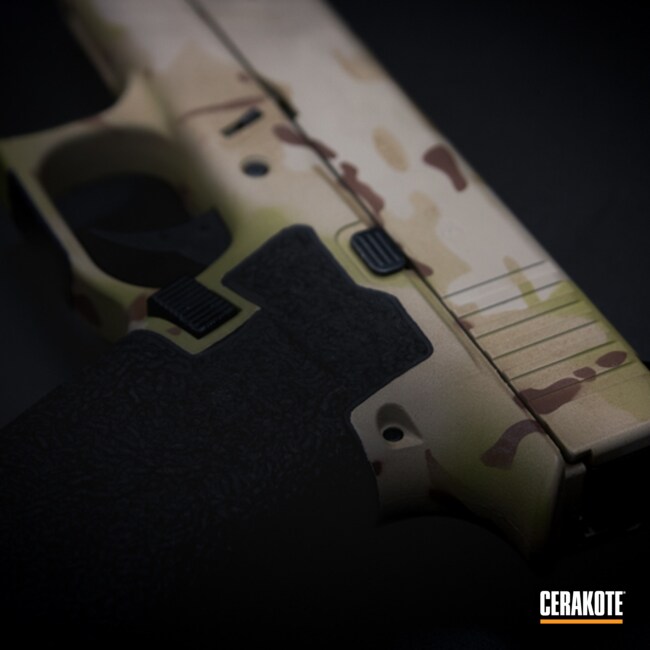 Cerakoted Barrett® Brown, Multicam® Light Green, Multicam® Dark Brown And Mcmillan® Tan Glock 43x